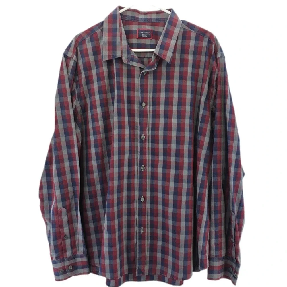 UNTUCKit Shirt Mens 2XL Plaid Pomerol WF Wrinkle Free Button‎ Down Casual